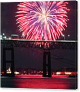 Fireworks Over The Newport Bridge Canvas Print