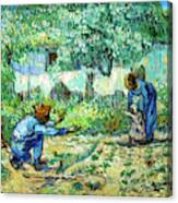 First Steps After Millet By Van Gogh Canvas Print