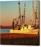 Fishing Boat At Sunrise Canvas Print