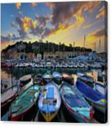 Fishing Boats At Sunset Canvas Print