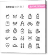Fitness & Workout Outline Icons Editable Stoke Canvas Print
