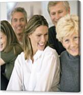 Five People Grouped Together, Smiling, Close-up, Portrait. Canvas Print
