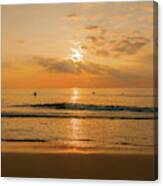 Five Surfers At Sunrise Canvas Print