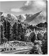 Flagstaff Arizona Snowy Elden Mountain Peak Monochrome Panorama Canvas Print