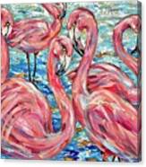 Flamingoes And Goldfish Canvas Print