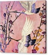 Flight Of The Cranes - Kimono Series Canvas Print