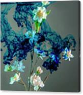 Floating Blue Cloud Surrounding Flowers Canvas Print