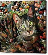 Floral Tabby Cat Canvas Print