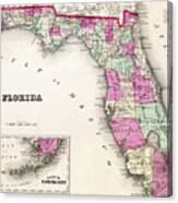 Florida Map Canvas Print