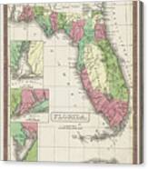 Florida Vintage Map 1833 Canvas Print