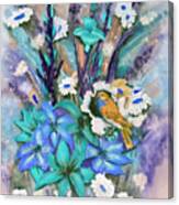 Flower Bouquet N' Bird Canvas Print