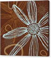 Flower Silhouette Modern Line Art In Brown Canvas Print