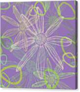 Flower Silhouette Modern Line Art In Purple Canvas Print