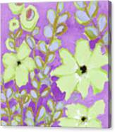 Flowers And Foliage Abstract Flowers Green And Purple Canvas Print