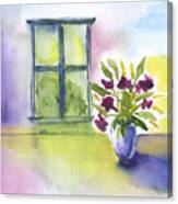 Flowers By The Window Canvas Print