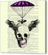 Flying Halloween Skull On Parachute Canvas Print