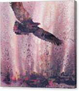 Flying To Freedom Eagle Watercolor Silhouette Canvas Print