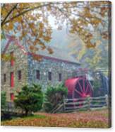 Fog And Fall Colors At The Sudbury Grist Mill Canvas Print