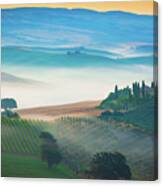 Fog In Tuscan Valley Canvas Print