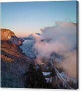 Fog Rises Off Lake Willoughby In Westmore, Vermont Canvas Print