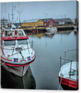 Foggy Day At Siglifjordur Harbor Canvas Print