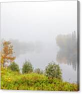 Foggy Morning And Fall Foliage At The Connecticut River Canvas Print