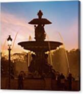 Fountain On Place De La Concorde At Dusk / Paris Canvas Print