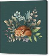 Fox With Flowers Canvas Print