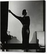 Frances Douelon Posing Beside A Piano Canvas Print