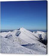 Freeride In Low Tatras With View On Dumbier Mountain. Low Tatras Has Beauty Same As Alps. The Most Famous Mountain With Clean And Blue Sky. Landscape Beauty. Concept Of Frozen Lands Canvas Print