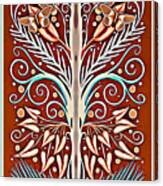 French Style Tapestry And Home Decor Design In Burgundy, Orange, Tan And Turquoise Canvas Print
