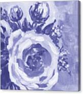 Fresh Monochrome Flowers In Purple Blue Very Peri Modern Interior Design V Canvas Print