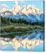 Fresh Snow On The Grand Tetons In Fall Canvas Print