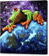 Froggy Loves Earth Canvas Print