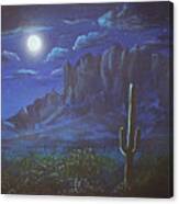 Full Moon Over The Superstition Mountains, Arizona Canvas Print