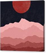 Full Moon Phase Abstract Contemporary Landscape Boho Poster Gradient Colors Of Mountains Canvas Print