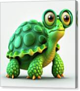 Funny Cute Turtle With Big Eyes Canvas Print