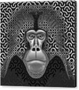 Gelada Monkey Animal Abstract 3b - Black And White Canvas Print