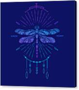 Geometric Blue Boho Dragonfly Canvas Print