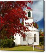 Gilmanton Church Under Fiery Fall Colors Canvas Print