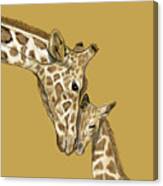 Giraffe Mom And Baby Canvas Print