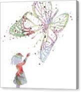Girl And Butterfly Playful Colorful Artwork Canvas Print