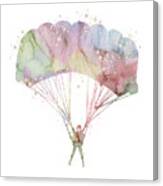 Girl Skydiver Watercolor Painting Canvas Print