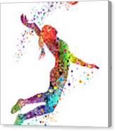 Girl Volleyball Bounce Art Colorful Watercolor Gift Sports Art Gift For Her Canvas Print