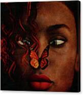 Girl With A Butterfly On Her Nose Canvas Print