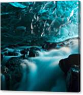 Glacial Ice Cave With Waterfall, Svinafellsjokull Glacier Iceland Canvas Print