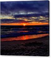 Glittering Sunset At Moss Landing Beach, California Canvas Print