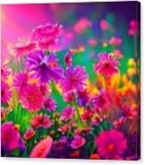 Glowing Pink Flowers Canvas Print