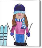 Gnome Girl With Skis Canvas Print