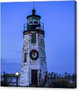 Goat Island Lighthouse Dressed For The Holidays Canvas Print
